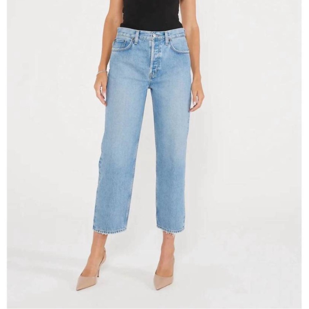 ETICA Bryce Pinch Waist Boyfriend High Rise Jeans - Faded Blue